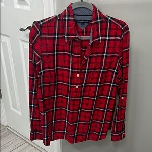 Tommy Hilfiger Red and Black Plaid Shirt